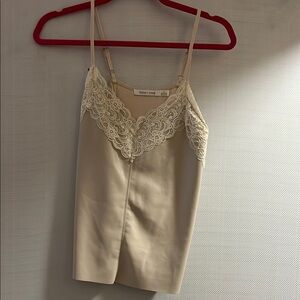 Lace-Trimmed Beige Cami